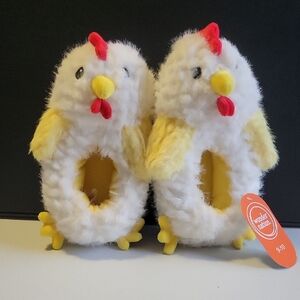 White & Yellow Chick Plush Slippers O6